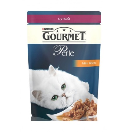 Gourmet Perle консервы для кошек мини-филе в подливе с уткой пауч 85 гр.